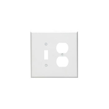 Leviton 001-88105 Toggle Switch and Duplex Outlet Combination Wall Plate ~ White
