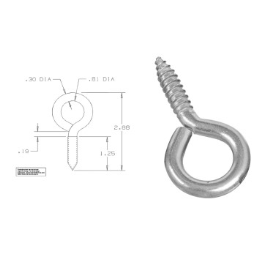 National 220442 Screw Eye, Large, Stainless Steal ~ 2  7/8"