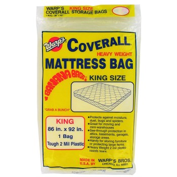 Warp Bros CB-86 King-Size Mattress Storage Bags, Yellow ~ 86&quot; W x 92&quot; L x 2 Mil