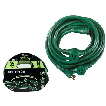 Coleman Cable 3030 Woods Brand Multi-Outlet Extension Cord, 3 outlets ~ 25&#39;