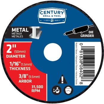 Century Drill &amp; Tool   08402 3pk 2 Mtl Cutoff Wheel