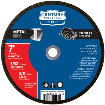 Century Drill &amp; Tool   08707 Type 1A Metal Abrasive Saw Blade 3/32&quot; x 7&quot; x 5/8&quot; Arbor