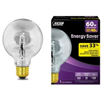 Feit Electric  Q40G25 Energy Saving Hologen Globe Bulb, Clear ~ 40w