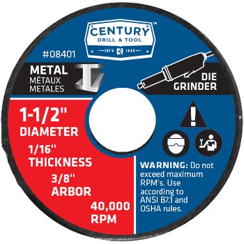 Century Drill &amp; Tool   08401 3pk 1-1/2 Mtl Cut Wheel