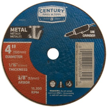 Century Drill &amp; Tool   08304 4dx1/16 Mtl Cutoff Wheel