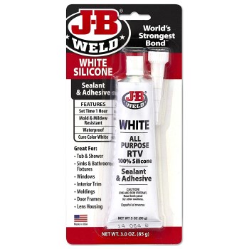 J-B Weld 31312 All Purpose RTV 100% Silicone Sealant &amp; Adhesive, White  ~ 3 oz.