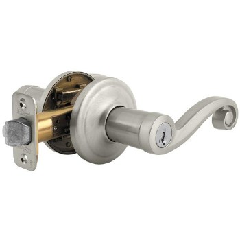 Kwikset 97402-730 Lido Entry Lever Lock ~ Satin Nickel