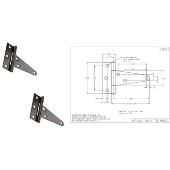 National N129-007 Extra Heavy T-Hinge, Black ~ 4&quot;