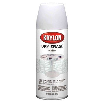 Krylon 3942 Dry Erase Paint, White ~ 12 oz Aerosol Cans