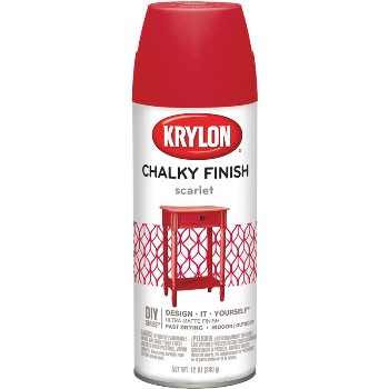 Krylon 4115 Chalky Finish Spray Paint,  Scarlet ~ 12 oz Cans