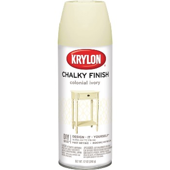 Krylon 4108 Chalky Finish Spray Paint,  Colonial Ivory ~ 12 oz Cans