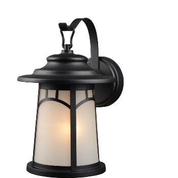 Hardware House 211284 Lantern Wall Fixture w/ Frosted Glass ~ Black