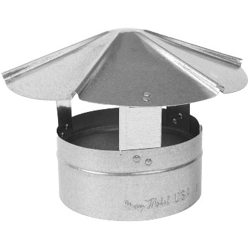 Gray Metal Prods 8-327R Round Shanty Style Rain Cap, 26 Gauge Galvanized Steel  ~  8&quot;