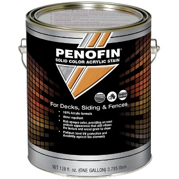 Penofin F1SBMGA Solid Color Acrylic Stain for Decks/Siding/Fences,  Medium Solid Base ~ Gallon