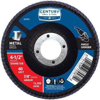 Century Drill &amp; Tool   75581 4-1/2x7/8x40gt Flap Disc