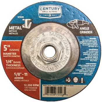 Century Drill &amp; Tool   75548 5x1/4 Metal Grind Wheel