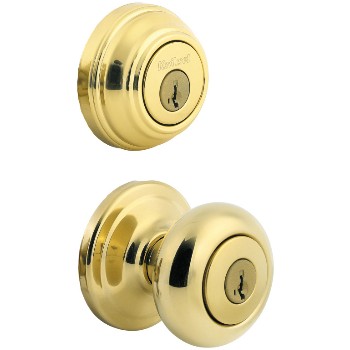 Kwikset 99910-032 Juno Entry Knob and Deadbolt Combo Pack ~ Polished Brass