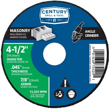 Century Drill &amp; Tool   75520 4-1/2x1/16 Masonry Wheel