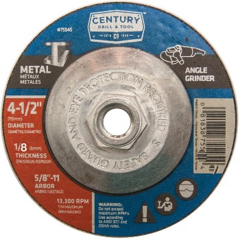 Century Drill &amp; Tool   75546 Metal Grinding Wheel, Type 27 ~ 4-1/2&quot; x 1/8&quot;