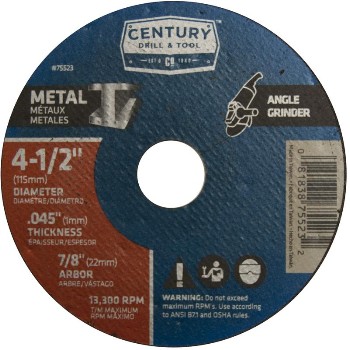 Century Drill &amp; Tool   75523 4-1/2x.045 Mtlgrnd Wheel