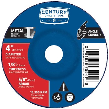Century Drill &amp; Tool   75541 4x1/8 Metal Grind Wheel