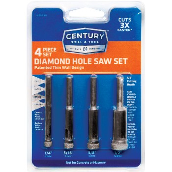 Century Drill &amp; Tool   05590 4pc Diamond Holesaw Set