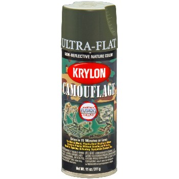 Krylon K04293000 Ultra-Flat Camouflage Paint, Camo Olive  ~ 11 oz Aerosol