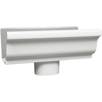 Amerimax   27080 Style K Aluminum Gutter End w/ Outlet, White ~ 5&quot;