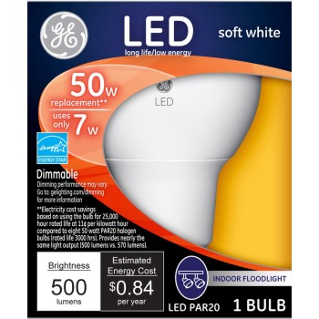 General Electric  74374 LED PAR20 Indoor Floodlight, Soft White - 50 watt