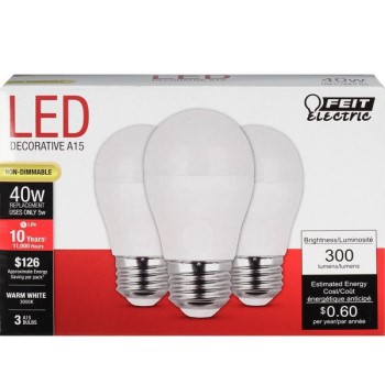 Feit Electric  A1540/10KLED/3 LED Bulbs, Non Dimmable 300 Lumens ~ 40W