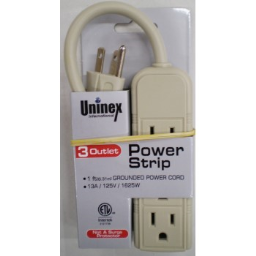 Black Point Prods BE-062 Three Outlet Power Strip ~ 1' cord