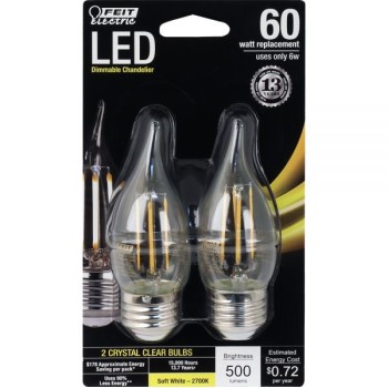 Feit Electric  BPEFC60/827/LED Chandelier Bulbs, LED Flame Tip ~ 60W
