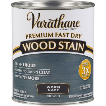 Rust-Oleum 297428 Varathane Premium Fast Dry Interior Wood Stain, Worn Navy ~ Quart