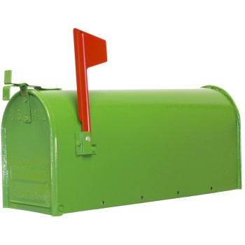 Fulton 1C-GRN Standard Post Mount Steel Mailbox,  Green ~ 6-7/8&quot; W x 8-3/4&quot; H x 18-3/4&quot; L