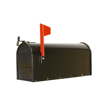 Fulton 1C-BLK Standard Post Mount Steel T-1 Mailbox, Black Finish