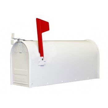 Fulton 1C-WHT Standard Size Post Mount Style Steel Mailbox, Whiite ~  6-7/8&quot; W x 8-3/4&quot; H x 18-3/4&quot;L