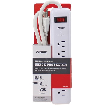 Prime Wire/Cable PB802124 3 6 Surge Strip