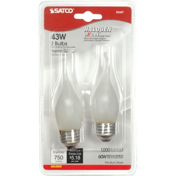Satco Products S2447 2/Cd Halogen Deco Bulb