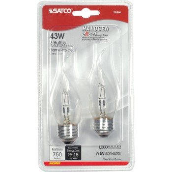 Satco Products S2446 2/Cd Halogen Deco Bulb