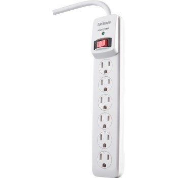 Coleman Cable 41492 Woods Brand 6 Outlet Surge Protector w/3&#39; Cord