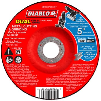 Freud/Diablo DBD050125X01F Diablo Type 27 Duo Cut/Grind Disc ~ 5&quot; x 7/8&quot; Arbor