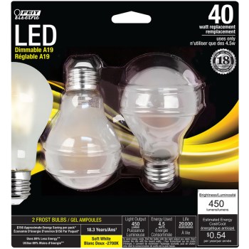 Feit Electric  A1940/CL/LED/2 Led A19 Bulb