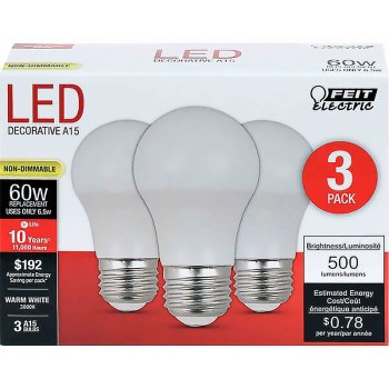 Feit Electric  A1560/10KLED/3 LED LIGHTBULBS, 500 Lumen ~ 6.5 Watt for 60 Watt