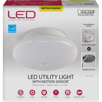 Feit Electric  73817 Motion Sensing LED Utility Light Fixture, White ~ 7.5&quot;