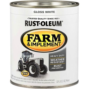 Rust-Oleum 280105 Farm &amp; Implement Finish, Gloss White ~ Quart