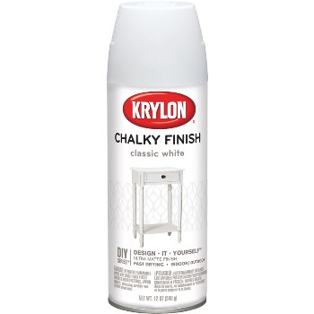 Krylon 4101 Chalky Finish Spray Paint,  Classic White ~ 12 oz Cans