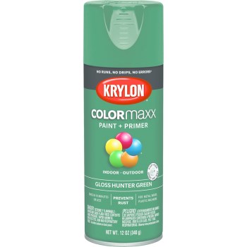 Krylon K05523007 Krylon ColorMaxx Spray Paint + Primer, Gloss Hunter Green ~ 12 oz Cans