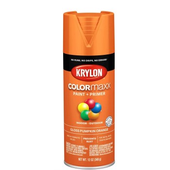 Krylon K05532007 COLORmaxx Paint + Primer Spray,  Pumpkin Orange Gloss ~ 12 oz Aerosol