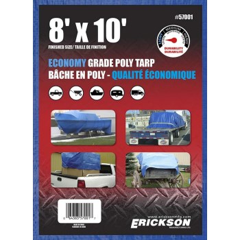Erickson Mfg 57001 Poly Tarp, Blue ~ 8&#39; x 10&#39;