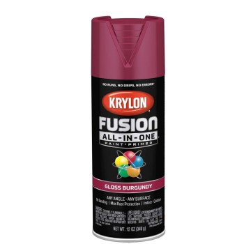 Krylon K02704007 FUSION All-In-One Paint + Primer,  Gloss Burgundy ~ 12 oz Aerosol